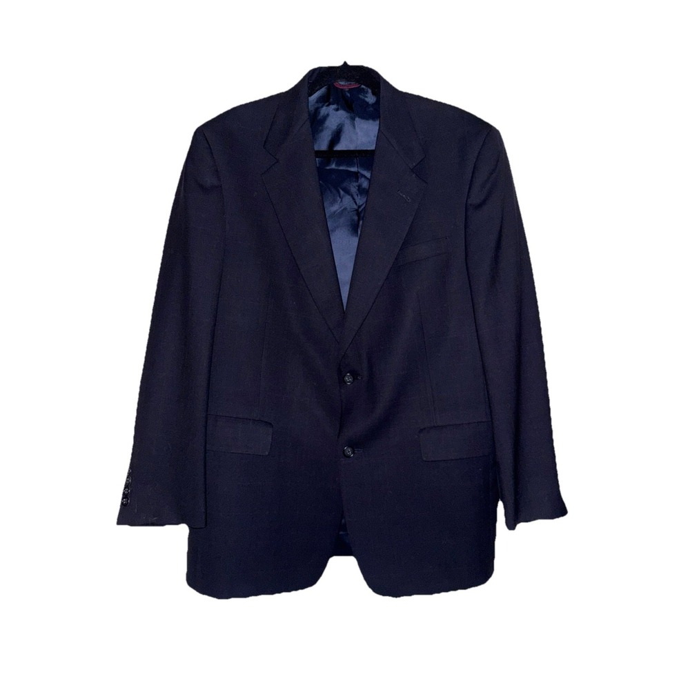 Hart Schaffner Marx Dillards Mens 42R Navy Blue Sports Blazer Vintage 2 Button